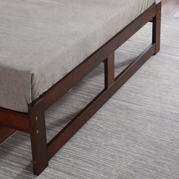 Pine Horizontal Plank Bed Walnut Color 5FT