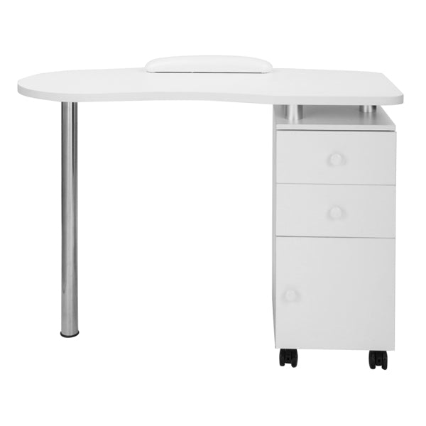 Mobile Portable Computer Desk With Hand Pillow Manicure Table with 1 Door 2 Drawers