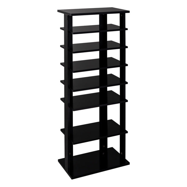 7 Tiers Wooden Shoes Racks Entryway Shoes Storage Stand Black