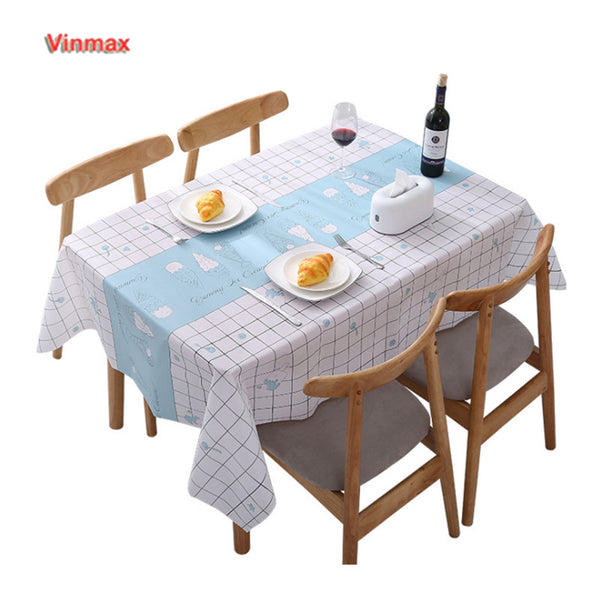 Vinmax 137*90cm Tablecloth anti-scald water and oil resistant wash-free PVC plaid coffee table mat