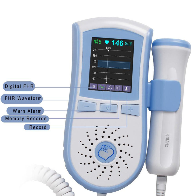 Color LCD Display Bluetooth Fetal Doppler