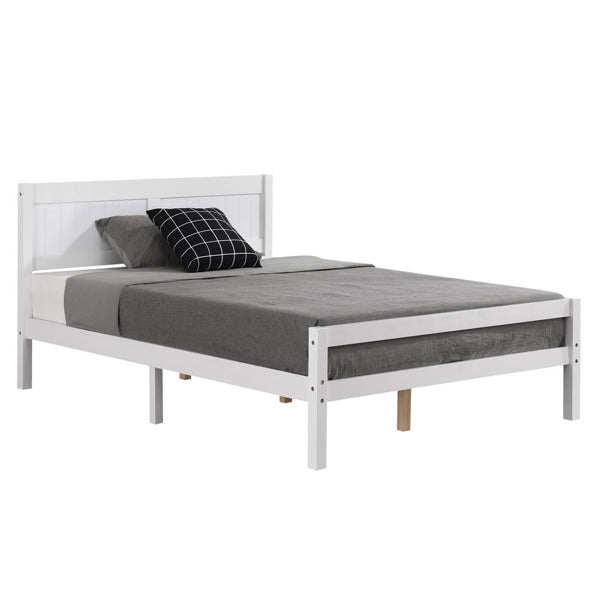 Vertical Board Bed Head Horizontal Bar Bed End Solid Wood Bed White 4FT6