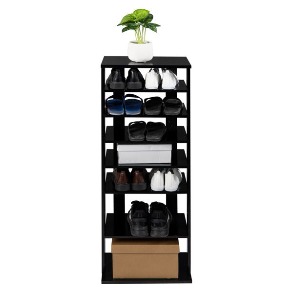 7 Tiers Wooden Shoes Racks Entryway Shoes Storage Stand Black